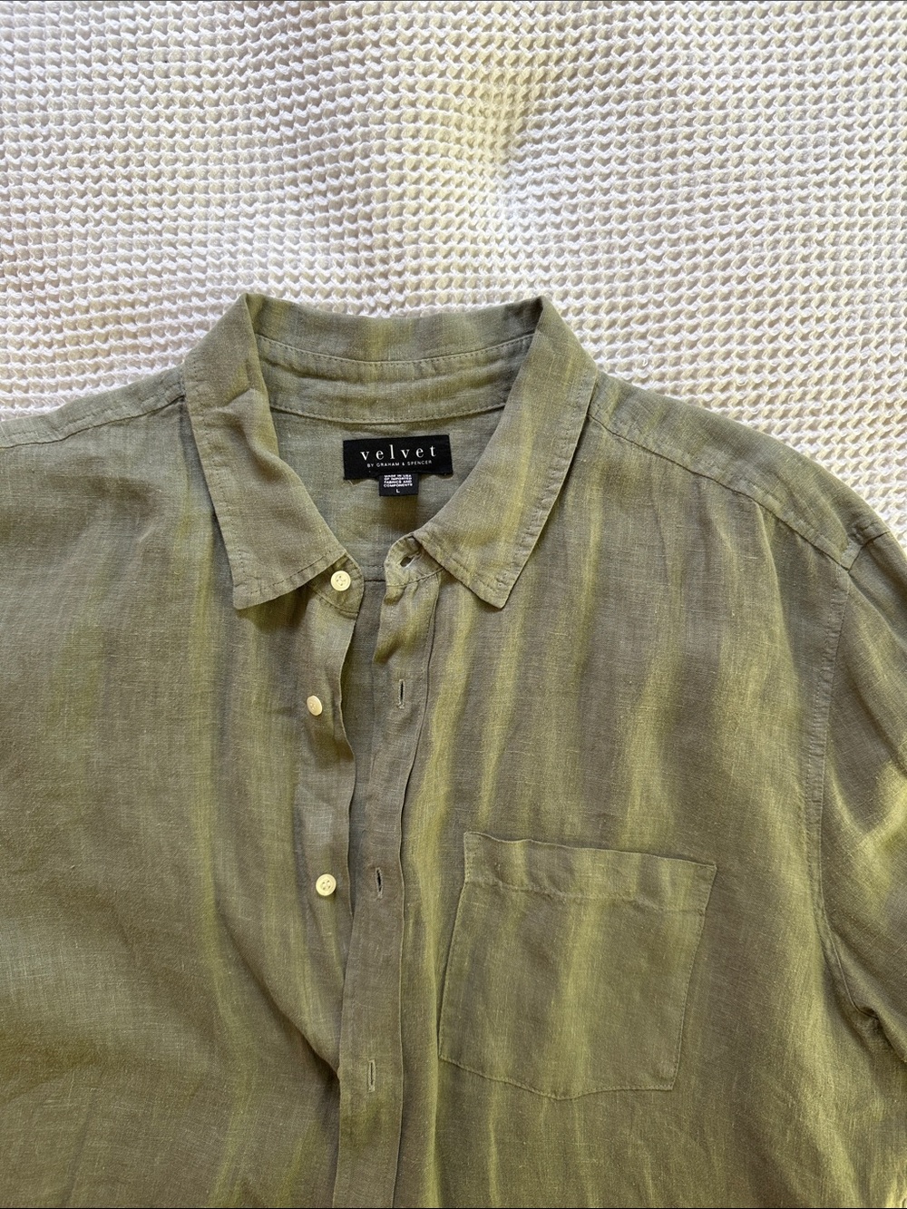 Velvet Olive Green Linen Button-Down Shirt